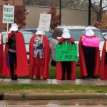 Photo of demonstration in front of Access Women's Center